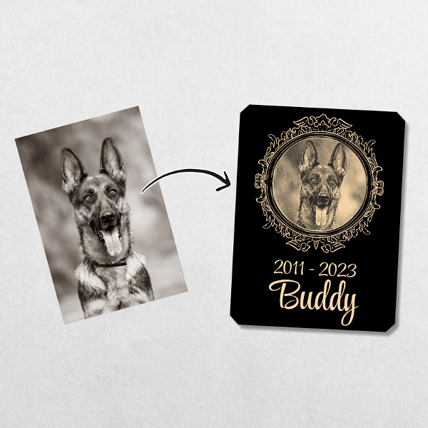 vom Hundefoto zum gravierten Grabschild