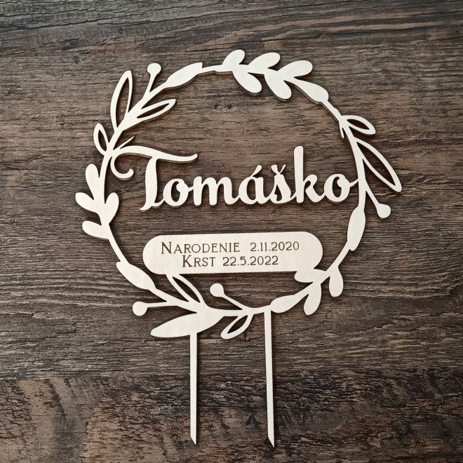 Tortenstecker mit Namen – Tauf-Cake-Topper mit Datum
