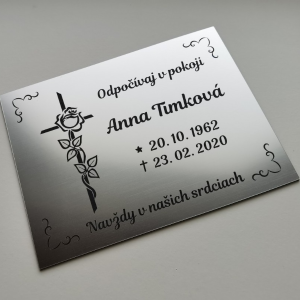 Grabtafel Rose am Kreuz